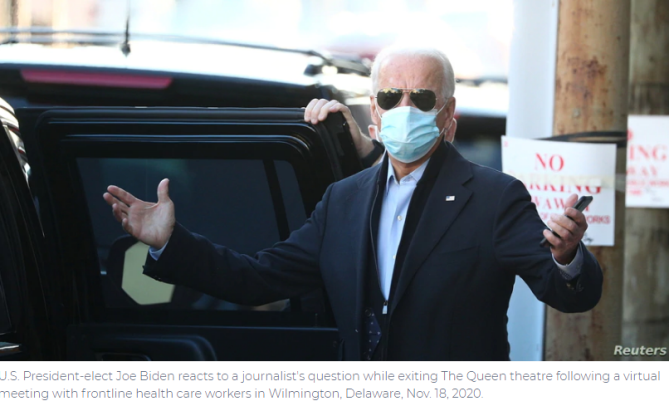  Biden Says Battle Against Coronavirus Needs Commander in Chief