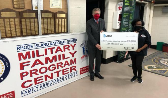  Lt. Governor McKee Accepts AT&T’s $10,000 Donation to the Rhode Island Military Family Relief Fund