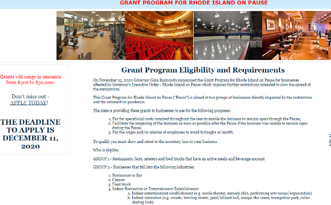  Online application now available for R.I. grant program