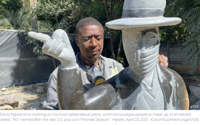  Zimbabwean Sculptor Uses Art to Combat COVID