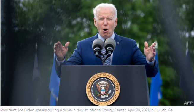  Biden Takes Victory Lap at Drive-In Rally on 100th Day in Office