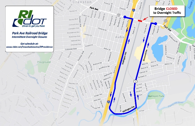  OVERNIGHT CLOSURE NEEDED FOR PARK AVENUE RAILROAD BRIDGE WORK IN CRANSTON