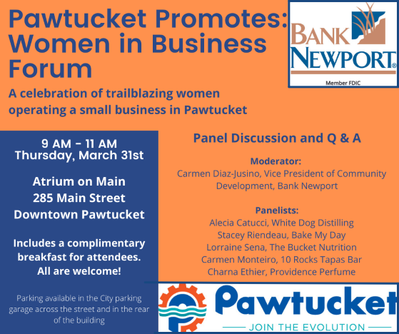  PAWTUCKET PROMOTES: WOMEN IN BUSINESS FORUM