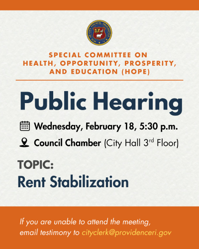  HOPE Committee to Hold Public Hearing on Rent Stabilization Ordinance