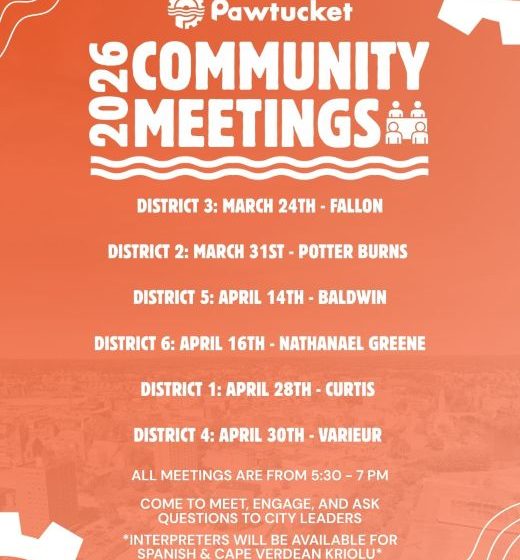  City of Pawtucket to Host Community Meetings Across All Districts