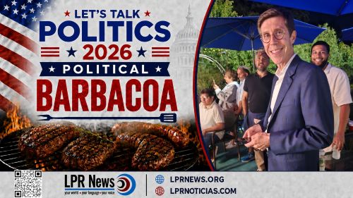  LPR’s Political Barbacoa Steve Klamkin and Paige Parks with Brett Smiley, Mayor of Providence