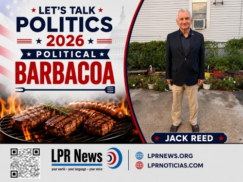  LPR’s Political Barbacoa Steve Klamkin and Paige Parks with U.S. Senator Jack Reed